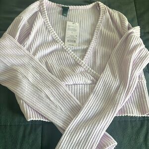 Wild Fable v neck lilac cropped sweater